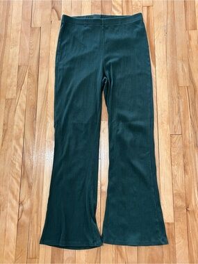 Aerie Dark Green Ribbed Flare Pants